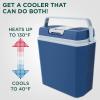 imageIvation Electric Cooler ampamp Warmer with Handle  24 L Portable Thermoelectric Fridge for Vehicles ampamp Trucks 110V AC Home Power Cord ampamp 12V Car Adapter for Camping Travel ampamp PicnicsBlue