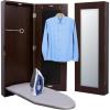 imageIvation WallMounted Ironing Board Cabinet Foldable Ironing Storage Station for Home Apartment ampamp Small Spaces EasyRelease Lever with Miror Door Walnut Color