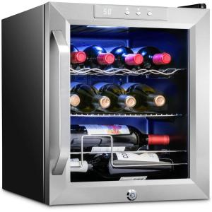 imageIvation 12 Bottle Compressor Wine Cooler Refrigerator wLock  Large Freestanding Wine Cellar For Red White Champagne or Sparkling Wine  41f64f Digital Temperature Control Fridge Glass Door BlackStainless Steel