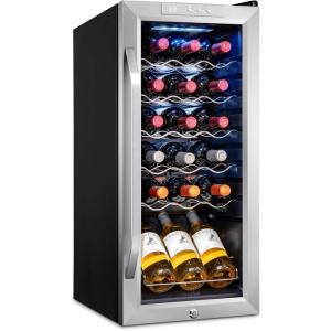 imageIvation 18 Bottle Compressor Wine Cooler Refrigerator wLock  Large Freestanding Wine Cellar For Red White Champagne or Sparkling Wine  41f64f Digital Temperature Control Fridge Stainless SteelStainless Steel