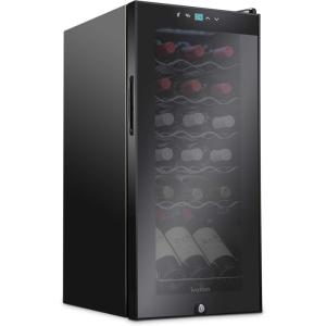 imageIvation 18 Bottle Compressor Wine Cooler Refrigerator wLock  Large Freestanding Wine Cellar For Red White Champagne or Sparkling Wine  41f64f Digital Temperature Control Fridge Stainless SteelBlack
