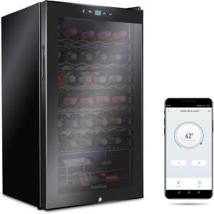 imageIvation 34 Bottle Compressor Wine Cooler Refrigerator with WiFi Smart App Control Cooling System  Large Freestanding Wine Cellar Fridge For Red White Champagne or Sparkling Black Glass Door ampamp Lock34 Bottle