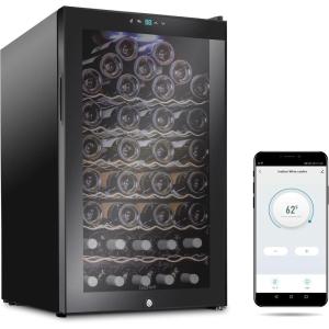 imageIvation 34 Bottle Compressor Wine Cooler Refrigerator with WiFi Smart App Control Cooling System  Large Freestanding Wine Cellar Fridge For Red White Champagne or Sparkling Black Glass Door ampamp Lock51 Bottle