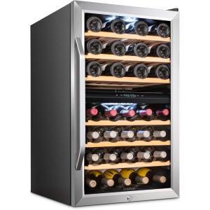 imageIvation 43 Bottle Dual Zone Wine Cooler Refrigerator wLock  Large Freestanding Wine Cellar For Red White Champagne ampamp Sparkling Wine  41f64f Digital Temperature Control Fridge Glass Door BlackStainless Steel