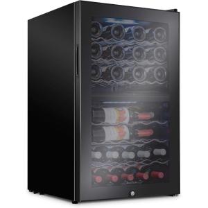 imageIvation 43 Bottle Dual Zone Wine Cooler Refrigerator wLock  Large Freestanding Wine Cellar For Red White Champagne ampamp Sparkling Wine  41f64f Digital Temperature Control Fridge Glass Door BlackBlack