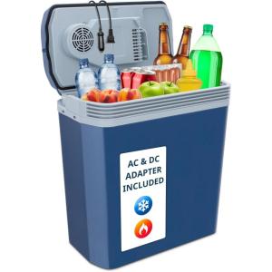 imageIvation Electric Cooler ampamp Warmer with Handle  24 L Portable Thermoelectric Fridge for Vehicles ampamp Trucks 110V AC Home Power Cord ampamp 12V Car Adapter for Camping Travel ampamp PicnicsBlue