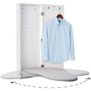 imageIvation WallMounted Ironing Board Cabinet Foldable Ironing Storage Station for Home Apartment  EasyRelease Lever Garment Hooks WhiteSwivel  Right Side Door